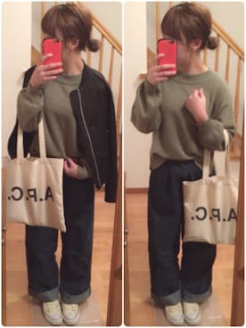 「おだんご○°のアイテム（その他、グリーン系）」を使った、さ きさん（レディース・157cm）の春コーディネート