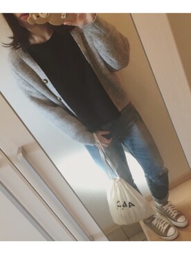 「CIAOPANIC（チャオパニック）のアイテム（トップス、ブラック系）」を使った、さ きさん（レディース・157cm）の春コーディネート