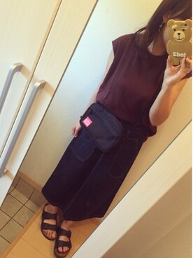 「Manhattan Portage（マンハッタンポーテージ）の【WEB限定】[マンハッタンポーテージ] SC★★Manhattan Portage JOGGER  ショルダーバッグ（ショルダーバッグ、ブラック系）」を使った、さ きさん（レディース・157cm）の夏コーディネート