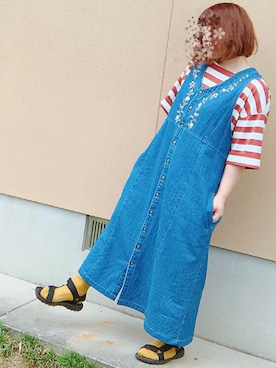 「デニムワンピース」｜S manさん（レディース・152cm・10代）の夏コーディネート