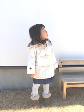 「apres les cours（アプレレクール）のアイテム（ダッフルコート）」を使った、yuuuさん（キッズ・100cm）の冬コーディネート