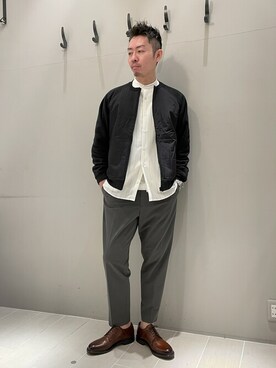 「ワイドテーパードパンツ」｜「アイテム（ブルゾン）」を使った、daiさん（メンズ・180cm）の冬コーディネート