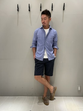 「ブルーコーデ」｜「アイテム（スリッポン）」を使った、daiさん（メンズ・180cm）の夏コーディネート