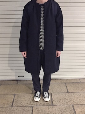 「UNIVERSAL PRODUCTS（ユニバーサルプロダクツ）のアイテム（スラックス）」を使った、サトイさん（メンズ・170cm）の冬コーディネート