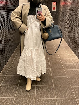 「Kastane」｜「アイテム（ノーカラーコート）」を使った、ばたさん（レディース・151cm）の冬コーディネート