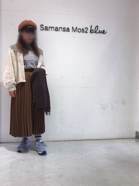 「Samansa Mos2 blue」｜「アイテム（ハンチング/ベレー帽）」を使った、Sayu。さん（レディース・158cm）の秋コーディネート