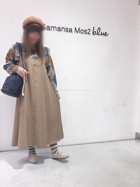 「Samansa Mos2 blue」｜「アイテム（ハンチング/ベレー帽）」を使った、Sayu。さん（レディース・158cm）の秋コーディネート