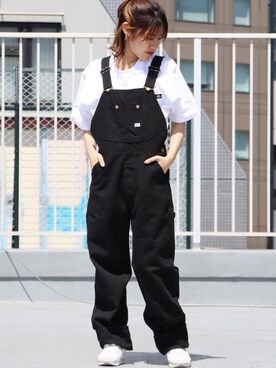 「Lee（リー）のアイテム（オールインワン・サロペット、ブラック系）」を使った、ROOPTOKYO_sakiさん（レディース・160cm）の春コーディネート