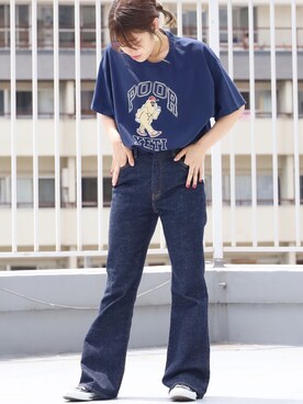 「ROOPTOKYO（ループトウキョウ）のアイテム（トップス、ブルー系）」を使った、ROOPTOKYO_sakiさん（レディース・160cm）の春コーディネート