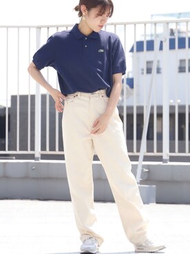 「LACOSTE（ラコステ）のアイテム（トップス、ブルー系）」を使った、ROOPTOKYO_sakiさん（レディース・160cm）の夏コーディネート