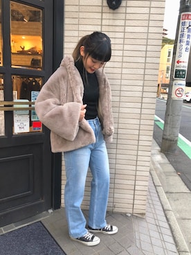 「woadblue（ウォードブルー）のアイテム（パンツ）」を使った、YUMIさん（レディース・162cm）の秋コーディネート
