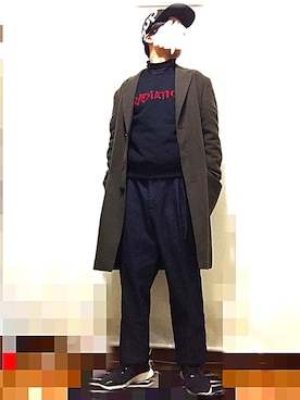 「JOHN LAWRENCE SULLIVAN（ジョンローレンスサリバン）のアイテム（スウェット）」を使った、葛根湯さん（メンズ・168cm）の冬コーディネート
