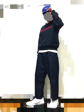 「JOHN LAWRENCE SULLIVAN（ジョンローレンスサリバン）のアイテム（スウェット）」を使った、葛根湯さん（メンズ・168cm）の春コーディネート