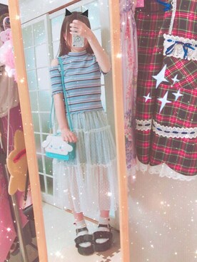 「WC（ダブル シー）のアイテム（サンダル）」を使った、林檎さん（レディース・161cm）の夏コーディネート