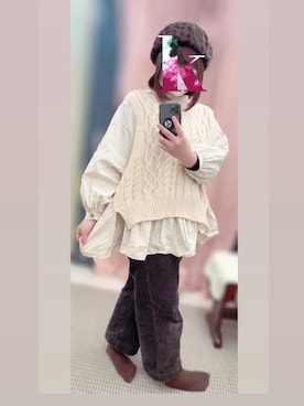 「TOPKAPI（トプカピ）のアイテム（ハンチング/ベレー帽）」を使った、krinさん（レディース・157cm）の冬コーディネート