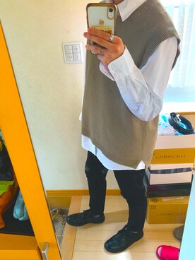 「UNIQLO（ユニクロ）のフランネルシャツ（長袖）（シャツ/ブラウス）」を使った、Makotoさん（メンズ・174cm）の秋コーディネート