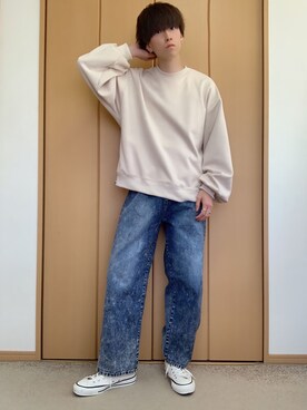 「epnok（エプノック）のアイテム（スウェット）」を使った、Makotoさん（メンズ・174cm）の冬コーディネート