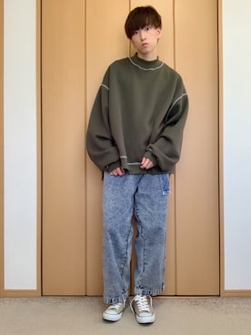 「epnok（エプノック）のアイテム（スウェット）」を使った、Makotoさん（メンズ・174cm）の春コーディネート
