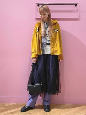 「アイテム（イヤーカフ）」を使った、Haruka.さん（レディース・164cm）の冬コーディネート