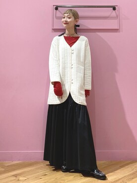 「BEAMS」｜「アイテム（ヘアアクセサリー）」を使った、Haruka.さん（レディース・164cm）の冬コーディネート
