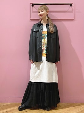 「アイテム（イヤリング）」を使った、Haruka.さん（レディース・164cm）の春コーディネート