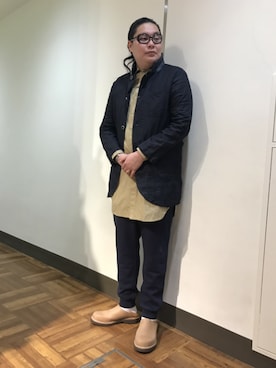 「FUNSET OF ART（ファンセットオブアート）のアイテム」を使った、日下部氏さん（メンズ・180cm）の春コーディネート