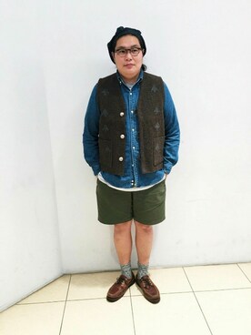 「BEAVER（ビーバー）のアイテム（タンクトップ）」を使った、日下部氏さん（メンズ・180cm）の春コーディネート