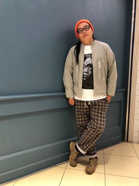 「and wander（アンドワンダー）のアイテム（ブルゾン）」を使った、日下部氏さん（メンズ・180cm）の秋コーディネート