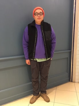 「and wander（アンドワンダー）のアイテム（パンツ）」を使った、日下部氏さん（メンズ・180cm）の冬コーディネート