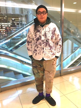 「ペイント」｜「アイテム（帽子）」を使った、日下部氏さん（メンズ・180cm）の冬コーディネート