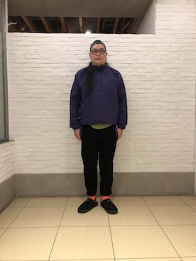 「and wander（アンドワンダー）のアイテム（帽子）」を使った、日下部氏さん（メンズ・180cm）の冬コーディネート