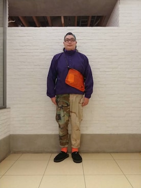 「and wander（アンドワンダー）のアイテム（帽子）」を使った、日下部氏さん（メンズ・180cm）の冬コーディネート