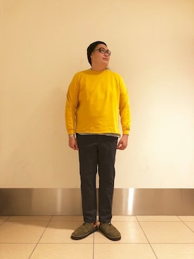 「Gramicci（グラミチ）のアイテム（スウェット）」を使った、日下部氏さん（メンズ・180cm）の冬コーディネート