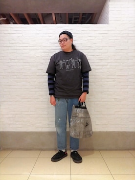 「and wander（アンドワンダー）のアイテム（トップス）」を使った、日下部氏さん（メンズ・180cm）の冬コーディネート
