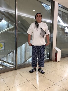 「and wander（アンドワンダー）のアイテム（バッグ）」を使った、日下部氏さん（メンズ・180cm）の夏コーディネート