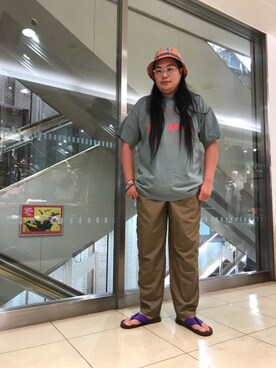 「WILD THINGS（ワイルドシングス）のアイテム（帽子）」を使った、日下部氏さん（メンズ・180cm）の夏コーディネート