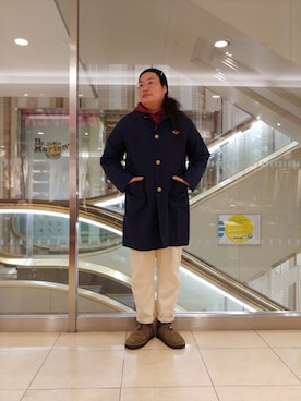 「MANASTASH」｜「アイテム（ステンカラーコート）」を使った、日下部氏さん（メンズ・180cm）の冬コーディネート
