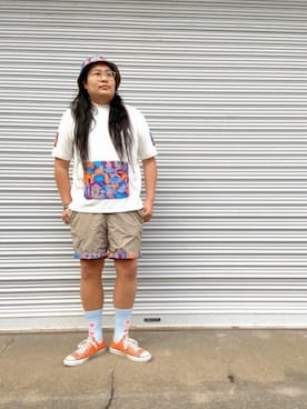 「WILD THINGS（ワイルドシングス）のアイテム（帽子）」を使った、日下部氏さん（メンズ・180cm）の夏コーディネート
