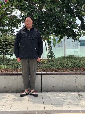 「and wander（アンドワンダー）のアイテム（トップス）」を使った、日下部氏さん（メンズ・180cm）の夏コーディネート
