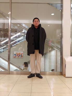 「and wander（アンドワンダー）のアイテム（トップス）」を使った、日下部氏さん（メンズ・180cm）の冬コーディネート