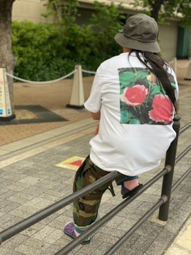 「meanswhile（ミーンズワイル）のアイテム（帽子）」を使った、日下部氏さん（メンズ・180cm）の春コーディネート