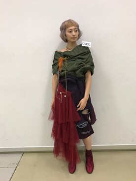 「DIYのアイテム（ワンピース、その他）」を使った、トモミさん（レディース・159cm）の秋コーディネート