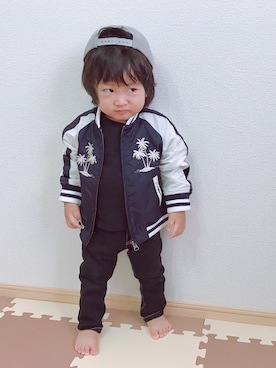 「petit main（プティマイン）のアイテム（その他アウター）」を使った、H a r u t oさん（キッズ・90cm）の冬コーディネート
