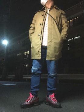 「ZARA（ザラ）のアイテム（ステンカラーコート）」を使った、にゃん😿さん（メンズ・161cm）の春コーディネート