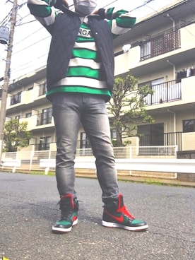 「Gramicci（グラミチ）のアイテム（ダウンベスト）」を使った、にゃん😿さん（メンズ・161cm）の春コーディネート