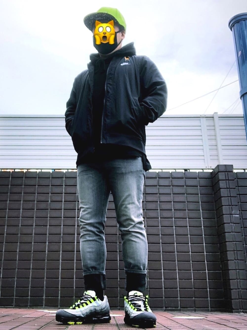 「大人カジュアル、冬コーデ、ストリート、ストリートMIX、大人ストリート、モノトーン、モノトーンコーデ、ブラックコーデ、パーカー、低身長」｜「NIKEのナイキ CE プレイヤーズ ウーブン ジャケット（その他アウター、ブラック系）」を使った、にゃん😿さん（メンズ・50cm）の秋コーディネートの1枚目の写真