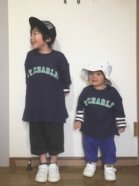 「b.Room」｜「アイテム（帽子）」を使った、yuukajuさん（キッズ・110cm）の春コーディネート