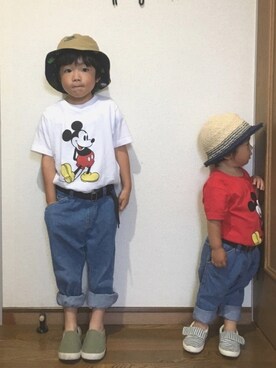 「ミッキーT」｜「アイテム（スリッポン）」を使った、yuukajuさん（キッズ・110cm）の夏コーディネート