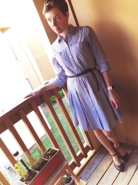 「stripes」｜「アイテム（ワンピース/ドレス）」を使った、Sidney Allenさん（レディース・173cm）の夏コーディネート