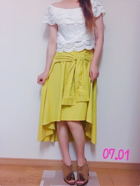 「EGOIST（エゴイスト）のアイテム（サンダル）」を使った、ellyさん（レディース・158cm）の夏コーディネート